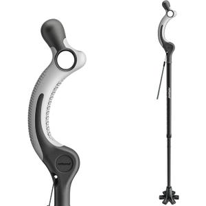 REHAND Adjustable Walking Cane for Seniors Adults - Ergonomic Anti-Slip Grip, 10 Height Settings (40"-49"), 350lbs Weight Capacity, Self-Standing Foldable Cane with Enhanced Anti Slip Base (Black)