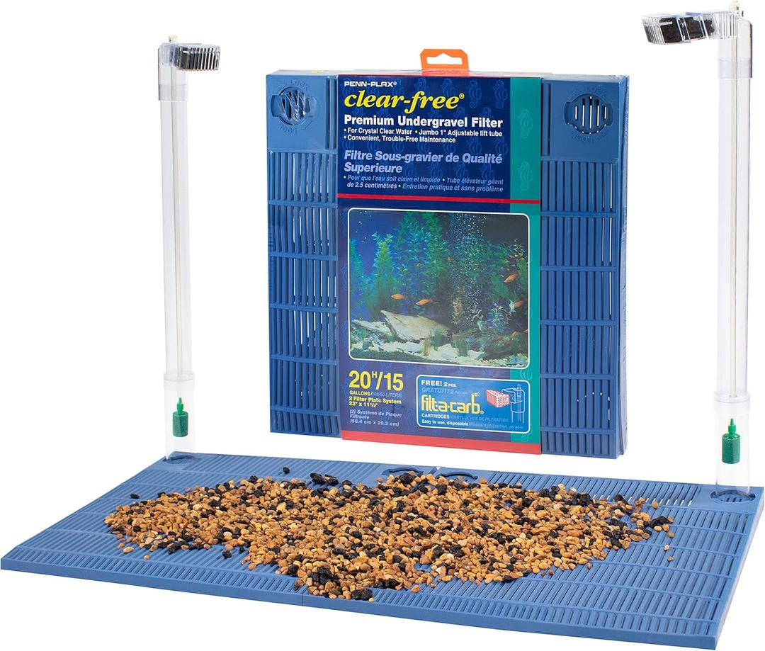 Penn-Plax Undergravel Aquarium Filter for 15-20 (high) Gallon Tanks  Two 11.2 x 11.25 Plates  Under Gravel System for Clear, Clean Water  Safe for Freshwater and Saltwater Tanks