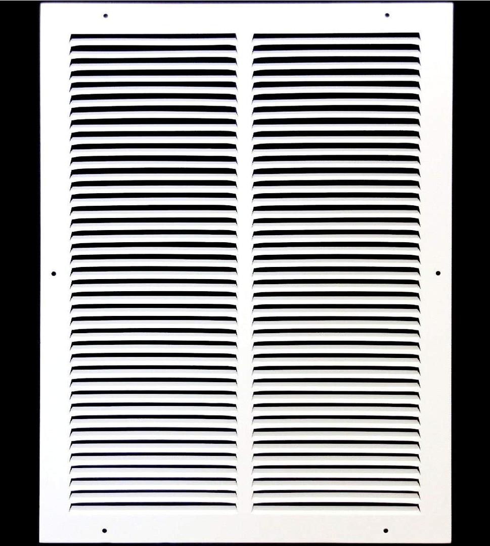 HVAC Premium 16'' x 18'' [Duct Opening] Flat Stamped Steel Return Air Grille - Sidewall and Ceiling - HVAC Vent Duct Cover - White [Outer Dimensions: 17.75''w X 19.75''h]