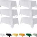 Fitable 6 Pack White Rectangle Table Clothes - 90 x 132 Inch - Wrinkle and Stain Resistant Fabric Tablecloths, Washable Polyester Table Covers for Wedding, Party, Banquet, Formal Events