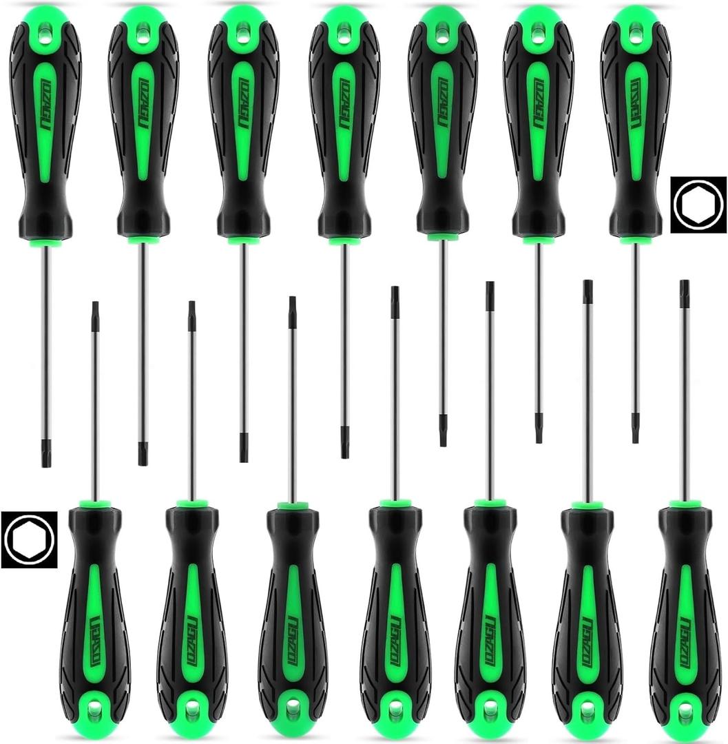 14pcs Mini Hex Screwdriver Set, Metric(0.9mm-3mm) SAE(0.035"-1/8) Hex Allen Wrench Screwdriver Set, Perfect for RC Cars, Quadcopters and Helicopter Car Models (Green)