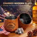 SALUNA 250th Anniversary Glasses, Charred Wooden Bourbon Drinking Glass, We The People 250 Anniversary USA Merchandise Whiskey Glass Gift Set for Men on Father's Day (2 Pack)