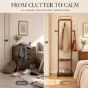 VetaDeMadera Wooden Coat Rack, Rolling Rack with Shelves