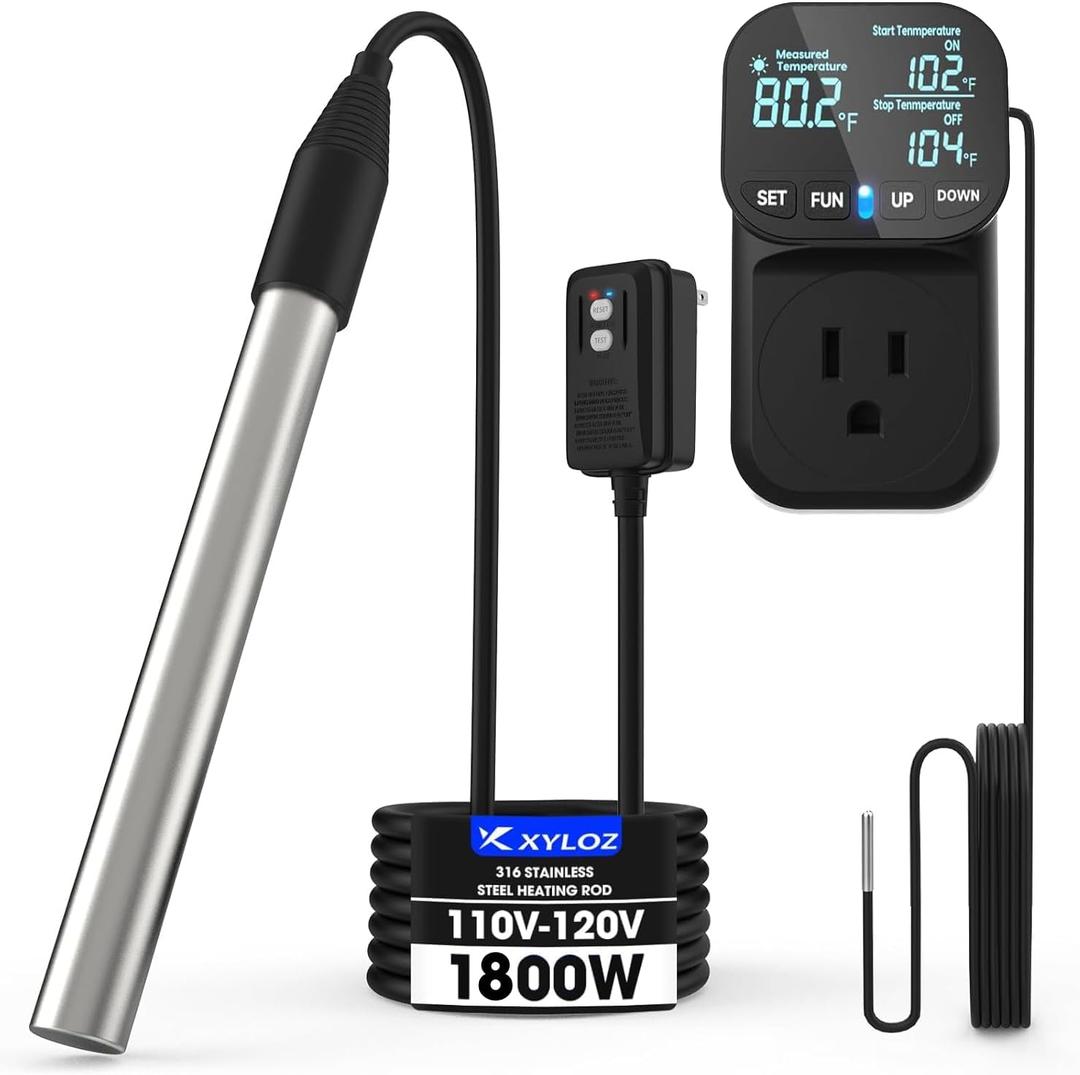 120V 1800W Immersion Electric Water Heater,Submersible Water Heater with Thermostat & GFCI . Suitable for Sinks, Bathtubs, Washbasins, Small Swimming Pools, Water Storage Tanks, Hot Tubs and Buckets