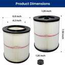 2 Pack 17816 Filter for Craftsman Shop Vac Wet/Dry 5 6 8 12 16 32 Gallon,9-17816 Red Stripe Vacuum Replacement Filters