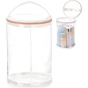 Clear Lotion Bag for Toiletry Cylinder Makeup Bag Heavy Duty Sunscreen Travel Organizer Pouch Waterproof Cosmetic Bag with Handle Zipper Gift for Christmas Beach Pool Airport Women(White)