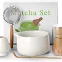 20OZ Matcha Whisk Set - 5PCS Matcha Kit Includes Ceramic Bowl with Spout, Bamboo Whisk with Holder, Bamboo Scoop and Sifter, Matcha Set for Ceremony, Gift for Matcha Lovers (White)