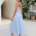 GLNEGE Women's Summer Milkmaid Midi Dresses Casual Corset Flowy Graduation Square Neck Dress Lace Up A-line Sundress 2025