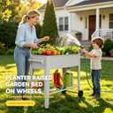 LEETOLLA Elevate Herb Garden Planter Box Outdoor Raised Planter Box with Legs On Wheels for Vegetables Flower Tomato Patio Backyard