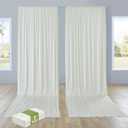 PartyVillage 10ft×15ft Ivory Backdrop Curtain for Wedding Parties, 2 Panels Wrinkle Free 15 FT Long Polyester Photo Backdrop Drapes Back Drop Cloth for Birthday Photography Background