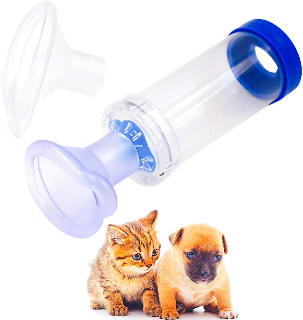 Cat Inhaler Spacer, Aerosol Chamber Inhaler Spacer for Cat's Breathing & Delivering Medication, Come with 2 Size Masks
