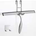 Simtive 12-Inch Shower Squeegee Set, Includes Shower Door Hook and Adhesive Hook, Squeegee for Shower Doors, Mirror and Window, Silver