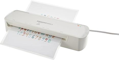 amazon Basics 9Inch Thermal Laminator Machine with Quick WarmUp, 2 Heat Settings, Jam Release for Documents and Photos, White