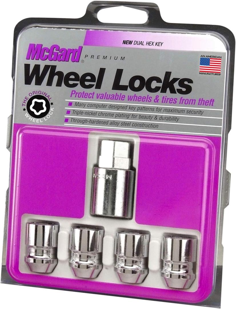 McGard 24157 Chrome Wheel Lock Set, Cone Seat, M12x1.5 Thread, 13/16 Key Hex