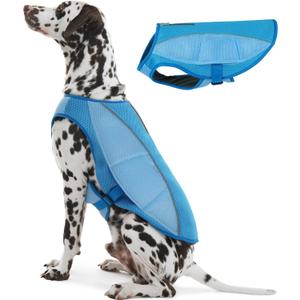 ROZKITCH Dog Cooling Vest, Dog Harness Cooler Jacket with Zipper Opening, Lightweight Evaporative Cooling Vests in Summer Hot Weather Outdoor Hiking Walking Camping Training Hunting Blue L (L(Chest: 22"-26"))