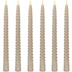 6 Pack 10 Inch Light-Mocha Spiral Taper Candles for Home Decor, Unscented Dripless Twisted Candlesticks for Weddings Dinner Holiday Decoration Formal Events