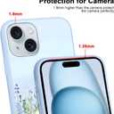 Cute Blue Flower Phone Case for iPhone 15 Case 6.1", Aesthetic Trendy Floral Wildflower Pattern Shockproof Anti-Scratch Soft Slim Flexible Silicone Blue Funda Cover for Women Girls