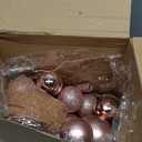 Sratte 94 Pcs Christmas Tree Decorations Set, Christmas Tree Ball Ornaments Glitter Poinsettia Flowers Decorations Glitter Berries Stems for Xmas Holiday Wedding(Rose Gold)