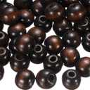uxcell 200 Pcs Large Hole Wooden Beads, 15 x 16mm Unfinished Natural Round Wood Spacer Beads Hair Braid Barrel Bead for DIY Crafts Hair Macrame Jewelry Making, Dark Brown