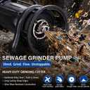 1 HP Sewage Grinder Pump, 4200 GPH Heavy Duty Cast Iron Waste Water Ejector with Cutting Blade, Auto Float Switch, Multi Size 2/1.5/1 Inch Discharge Ports for Basement Sump Basin & Sewage Well
