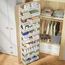 10-tier Over The Door Pantry Organizer with Mesh Baskets, Adjustable & Stable Hanging Spice Rack for Kitchen, Bathroom, Bedroom, and Baby Essentials Storage (16" W 10-Tiers, White)