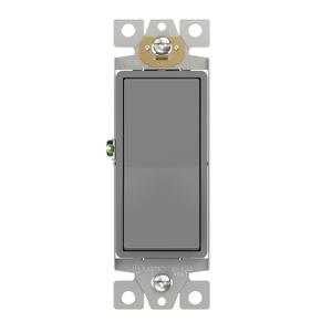 ENERLITES Single Pole Decorator Paddle Light Switch, Residential Grade, 15A 120V-277V, Gloss Finish, Grounding Screw, Back Insert and Side Terminals, 91150-GY, Gray