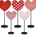 5 Pcs Valentine's Day Tables Decoration Wooden Heart Tables Centerpieces Valentine's Tall Standing Tabletop Sign Love Decor for Valentines Day Wedding Party Favor Supplies(Classic)