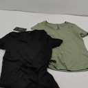 Ficerd 2 Pack Women's Short Sleeve Cotton T-Shirts V Neck Ribbed Slim Fit Tops Ladies' Casual Summer Basic Tee Medium