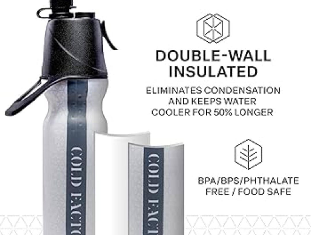 BOTTLE BOTTLE Motivational Water Bottles with Time Marker - 32 oz Sports Water Bottle with Spray Mist Leak proof Drink Water Bottle for Office Gym Running Biking Workout Outdoor Sport (Green Blue)
