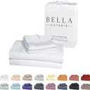 Bella Coterie Luxury Bamboo Viscose King Size Sheet Set | 100% Organically Grown | Ultra Soft | Cooling for Hot Sleepers | 18" Deep Pocket [White]