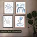 2 x Baby Elphant Nursery Decor, 8 X 10 Inch Blue Moon and Stars Nursery Art Prints Cute Elephant Poster Animal Picture for Bedroom (UNFRAMED) (Black)