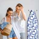 Ironing Board Cover and pad - 15 x 54 Thick Padding 4 Layers with 2" Elastic, Stain Resistant & Durable Scorch, 2 Buckles for Easy Installation in Laundry Room, Blue Brushstrokes (NO Board)