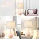 GyroVu 18" Table Lamp Set of 2, Ceramic Lamp Classic Beside Lamps Nightstand Lamp Modern Bedside Lamp for Living Room, Bedroom & Office Rocker Switch Pink-LED Bulbs Included