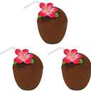 Beistle Plastic Coconut Cups 3 Piece, 16 oz, Multicolor