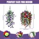 INQCMY Artificial Flowers for Outdoor Spring Summer Decoration Faux Silk Morning Glory Fake Hanging Flowers UV Resistant Look Real for Home Porch (10Pcs Purple&red&White&Yellow+1 Baske)