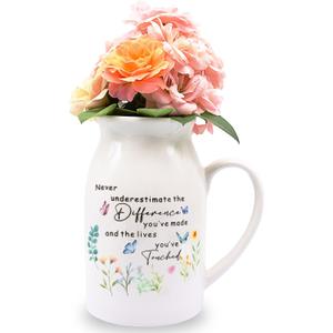 Thank You Gifts for Women, Leaving Gift for Colleagues, Coworkers Friends, Retirement Gift for Woman Teachers 5” Flower Vase for Flower