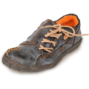 TMA EYES Five Finger Sole Side Lace-Up Leather Woemn Casual Shoes (7.5, Black)