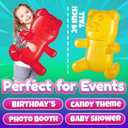 Bedwina 24" Inflatable Gummy Bears (Pack of 6) Huge Blow Up Pool Toys, Fun Photo Booth Props and Big Gummy Bear Decorations for Kids Birthday Parties and Themed Candy Land Party Decor Supplies