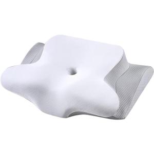 Cervical Pillow Neck Support Pillow Relief Memory Foam Pillow Bed (White and Gray)