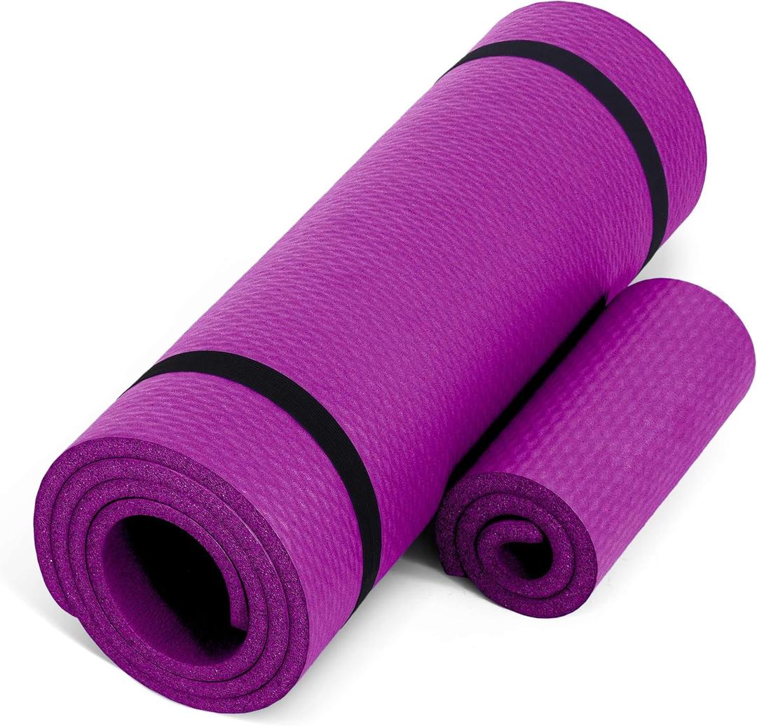 CAP Barbell 1/2-Inch High Density Exercise Yoga Mat with Strap | Multiple Options