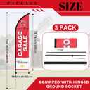 Preboun 3 Sets Garage Sale Signs Feather Flags Pole Kit with Flagpoles Ground Stakes and Storage Bags Yard Advertising Banner for Outside Business Sign Event