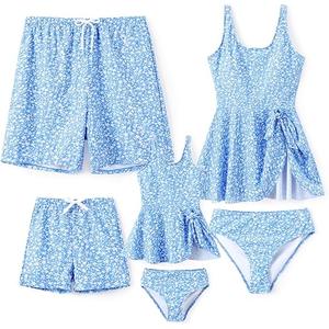 PATPAT Family Matching Swimwear Floral Pattern Tankini Swimsuits and Swim Trunks