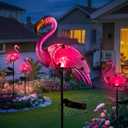 Solar Lights Outdoor,Flamingo Gifts for Women,Pink Flamingos for Yard Art Decor,Solar Metal Flamingo Lights Outdoor,Solar Powered Statues for Garden Yard Lawn Patio