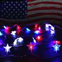 Twinkle Star 4th of July Decoration Lights, 100 LED 49FT Red White Blue Star String Lights, Plug in Fairy String Lights Waterproof, Extendable for Indoor, Outdoor, Independence Day Decor