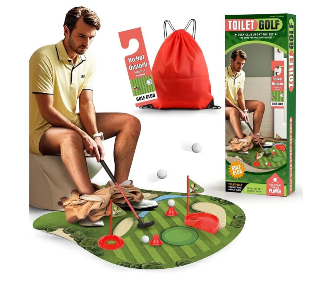Toilet Golf Game - Funny Gifts for Men, Golf Gifts for Men, Funny White Elephant Gifts for Adults, Bathroom Golf Gag Gifts for Adults, for Dad Him Husband Birthday Gifts