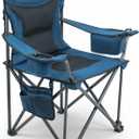 2 Pack Camping Chair for Heavy People Padded Portable Folding Chair Oversized Quad Arm Chair with Lumbar Back Support Supports 500 lbs