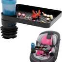 SEVEN SPARTA Car Seat Tray for Kids Toddler Travel with Soft Rubber Base, Rotatable and Removable Cup Holder Snack Tray for Food Color and Play for Family Road Trip Essentials (1, Large Base)