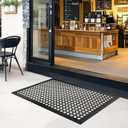 Rubber Outdoor Floor Mats Restaurant Kitchen Anti Fatigue Rubber Drainage Floor Mat Durable Non Slip Bar Floor Mats Used for Indoor Outdoor Wet Area 24" x 36" Black (36"L x 24"W x 0.3"Th)