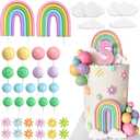 38Pcs Rainbow Cake Topper Boho Groovy Hippie Cake Decorations Pastel Balls Daisy Flower Cake Toppers for Retro Hippie Party Girl Birthday Party Groovy Bohemian Rainbow Wedding Party Supplies