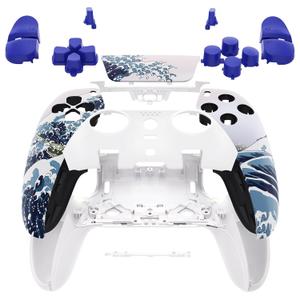 EXtremeRate Full Set Shell with Buttons Touchpad Cover Compatible with ps5 Edge Controller, The Great Wave Replacement Decorative Trim Shell Front Back Plates Compatible with ps5 Edge Controller